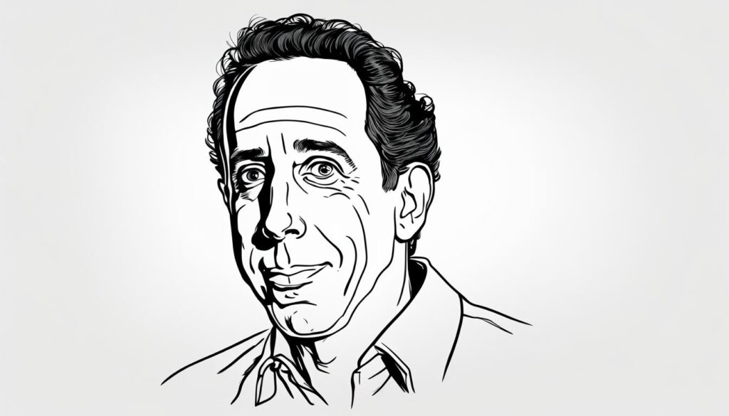 Schwarz-weiß Zeichnung von Jerry Seinfeld